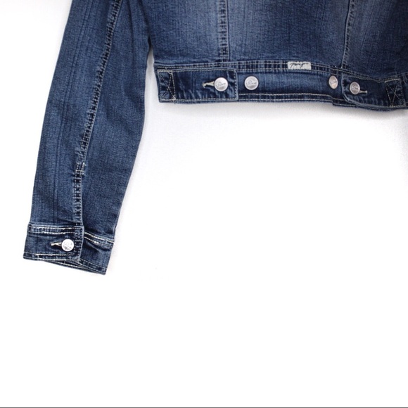 Paco Jeans NWT Distressed and Blingy Cropped Denim Jean Jacket Small - Picture 8 of 10